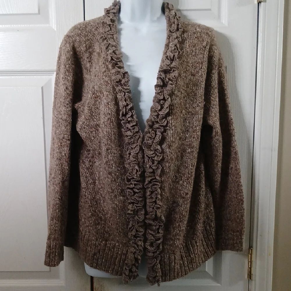 CJ Banks taupe brown cream colored sweater cardigan Sz 1X  EUC